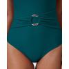 image:imageSUUKSESS Women Retro One Piece Swimsuit Metal Tummy Control V Neck Bathing Suit167 Upgrade Peacock Blue