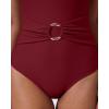 image:imageSUUKSESS Women Retro One Piece Swimsuit Metal Tummy Control V Neck Bathing Suit167 Wine Red