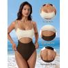 image:imageSUUKSESS Women Sexy Cut Out One Piece Swimsuit Tummy Control High Cut Bathing Suit182 Beige Brown