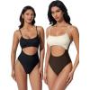 image:imageSUUKSESS Women Sexy Cut Out One Piece Swimsuit Tummy Control High Cut Bathing Suit182 Beige Brown