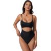 image:imageSUUKSESS Women Sexy Cut Out One Piece Swimsuit Tummy Control High Cut Bathing Suit182 Black