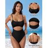 image:imageSUUKSESS Women Sexy Cut Out One Piece Swimsuit Tummy Control High Cut Bathing Suit182 Black