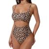 image:imageSUUKSESS Women Sexy Cut Out One Piece Swimsuit Tummy Control High Cut Bathing Suit182 Leopard