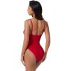 image:imageSUUKSESS Women Sexy Cut Out One Piece Swimsuit Tummy Control High Cut Bathing Suit182 Red