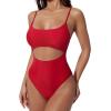 image:imageSUUKSESS Women Sexy Cut Out One Piece Swimsuit Tummy Control High Cut Bathing Suit182 Red