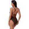 image:imageSUUKSESS Women Sexy Low Back One Piece Swimsuit Slimming Tummy Control Bathing Suit180 Deep Brown