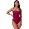 image:imageSUUKSESS Women Sexy One Piece Swimsuit Tummy Control Square Neck Bathing Suit154 Wine Red