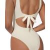 image:imageSUUKSESS Women Sexy One Piece Tummy Control Swimsuit Cutout Backless Bathing SuitBeige White