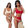 image:imageSUUKSESS Women Sexy One Piece Tummy Control Swimsuit Cutout Backless Bathing SuitBeige White