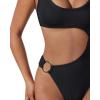 image:imageSUUKSESS Women Sexy One Piece Tummy Control Swimsuit Cutout Backless Bathing SuitBlack