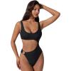 image:imageSUUKSESS Women Sexy One Piece Tummy Control Swimsuit Cutout Backless Bathing SuitBlack