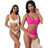 image:imageSUUKSESS Women Sexy One Piece Tummy Control Swimsuit Cutout Backless Bathing SuitPink