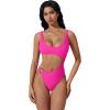image:imageSUUKSESS Women Sexy One Piece Tummy Control Swimsuit Cutout Backless Bathing SuitPink