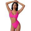 image:imageSUUKSESS Women Sexy One Piece Tummy Control Swimsuit Cutout Backless Bathing SuitPink