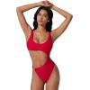 image:imageSUUKSESS Women Sexy One Piece Tummy Control Swimsuit Cutout Backless Bathing SuitRed