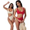 image:imageSUUKSESS Women Sexy One Piece Tummy Control Swimsuit Cutout Backless Bathing SuitRed