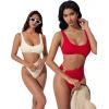 image:imageSUUKSESS Women Sexy One Piece Tummy Control Swimsuit Cutout Backless Bathing SuitRed