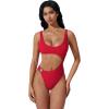 image:imageSUUKSESS Women Sexy One Piece Tummy Control Swimsuit Cutout Backless Bathing SuitRed