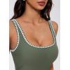 image:imageSUUKSESS Women Sexy One Piece Tummy Control Swimsuit Shell Stitched Bathing SuitArmy Green