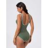 image:imageSUUKSESS Women Sexy One Piece Tummy Control Swimsuit Shell Stitched Bathing SuitArmy Green