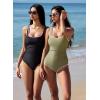 image:imageSUUKSESS Women Sexy One Piece Tummy Control Swimsuit Shell Stitched Bathing SuitArmy Green