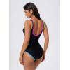 image:imageSUUKSESS Women Sexy One Piece Tummy Control Swimsuit Shell Stitched Bathing SuitBlack Solid