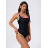 image:imageSUUKSESS Women Sexy One Piece Tummy Control Swimsuit Shell Stitched Bathing SuitBlack Solid