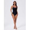 image:imageSUUKSESS Women Sexy One Piece Tummy Control Swimsuit Shell Stitched Bathing SuitBlack Solid