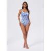 image:imageSUUKSESS Women Sexy One Piece Tummy Control Swimsuit Shell Stitched Bathing SuitBlue Foral