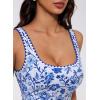 image:imageSUUKSESS Women Sexy One Piece Tummy Control Swimsuit Shell Stitched Bathing SuitBlue Foral