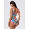 image:imageSUUKSESS Women Sexy One Piece Tummy Control Swimsuit Shell Stitched Bathing SuitNeon Floral