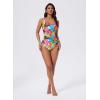 image:imageSUUKSESS Women Sexy One Piece Tummy Control Swimsuit Shell Stitched Bathing SuitNeon Floral