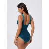 image:imageSUUKSESS Women Sexy One Piece Tummy Control Swimsuit Shell Stitched Bathing SuitPeacock Blue