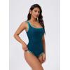 image:imageSUUKSESS Women Sexy One Piece Tummy Control Swimsuit Shell Stitched Bathing SuitPeacock Blue
