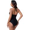 image:imageSUUKSESS Women Sexy Tummy Control One Piece Swimsuits Halter UWire Bathing SuitBlack