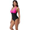 image:imageSUUKSESS Women Sexy Tummy Control One Piece Swimsuits Halter UWire Bathing SuitHot Pink Black