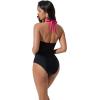 image:imageSUUKSESS Women Sexy Tummy Control One Piece Swimsuits Halter UWire Bathing SuitHot Pink Black