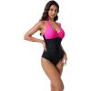 image:imageSUUKSESS Women Sexy Tummy Control One Piece Swimsuits Halter UWire Bathing SuitHot Pink Black