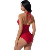 image:imageSUUKSESS Women Sexy Tummy Control One Piece Swimsuits Halter UWire Bathing SuitRed