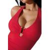 image:imageSUUKSESS Women Sexy Tummy Control One Piece Swimsuits Halter UWire Bathing SuitRed
