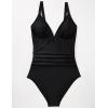 image:imageSUUKSESS Women Tummy Control One Piece Swimsuit Sexy V Neck Push Up Bathing SuitBlack