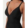 image:imageSUUKSESS Women Tummy Control One Piece Swimsuit Sexy V Neck Push Up Bathing SuitBlack