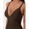 image:imageSUUKSESS Women Tummy Control One Piece Swimsuit Sexy V Neck Push Up Bathing SuitBrown