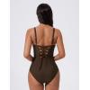 image:imageSUUKSESS Women Tummy Control One Piece Swimsuit Sexy V Neck Push Up Bathing SuitBrown