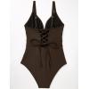 image:imageSUUKSESS Women Tummy Control One Piece Swimsuit Sexy V Neck Push Up Bathing SuitBrown