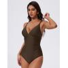 image:imageSUUKSESS Women Tummy Control One Piece Swimsuit Sexy V Neck Push Up Bathing SuitBrown