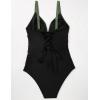 image:imageSUUKSESS Women Tummy Control One Piece Swimsuit Sexy V Neck Push Up Bathing SuitGreen Black