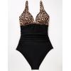 image:imageSUUKSESS Women Tummy Control One Piece Swimsuit Sexy V Neck Push Up Bathing SuitLeopard Black