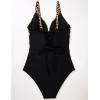 image:imageSUUKSESS Women Tummy Control One Piece Swimsuit Sexy V Neck Push Up Bathing SuitLeopard Black