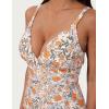 image:imageSUUKSESS Women Tummy Control One Piece Swimsuit Sexy V Neck Push Up Bathing SuitOrange Ditsy Print